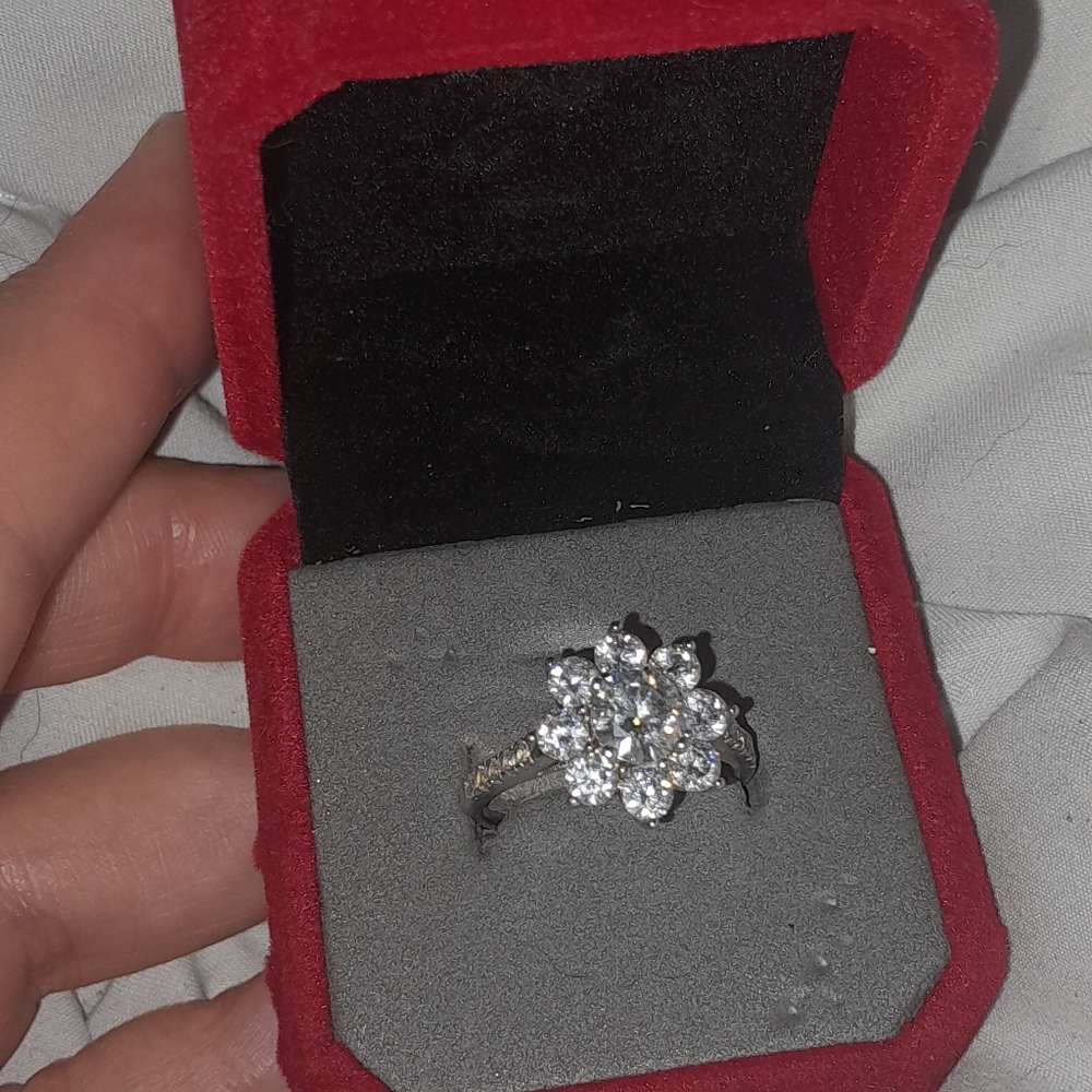 2 Carat Moissanite Sterling Silver Adjustable Ring - Elegant Beauty